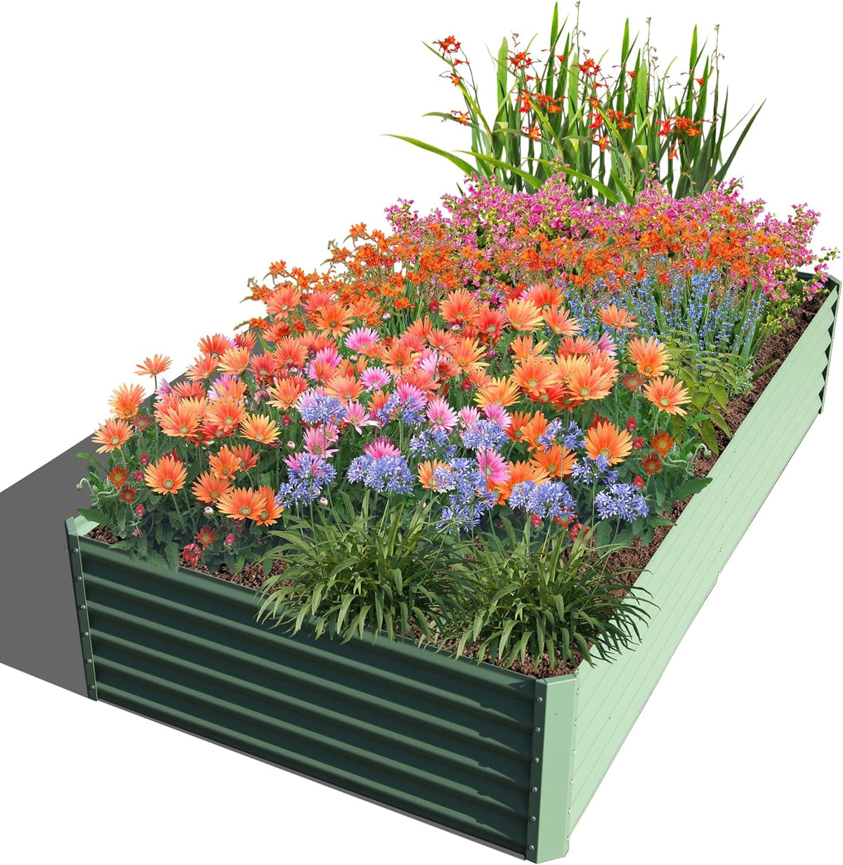 Domi Raised Garden Beds Outdoor, 8x4x1.5Ft Thickening Tall Metal Rectangular Deep Root Box Planter