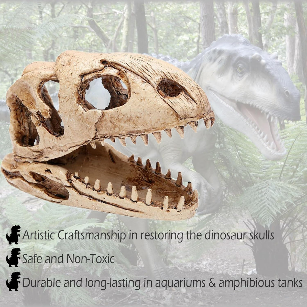 Dinosaur Animal Skull Aquarium Large Décor Cave Decorations Fish Hideout Tank Betta Tarantula