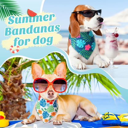 Shyyween100 Pieces Hawaii Dog Bandanas Bulk Summer Bandanas for Dogs Soft Bibs Adjustable Triangle