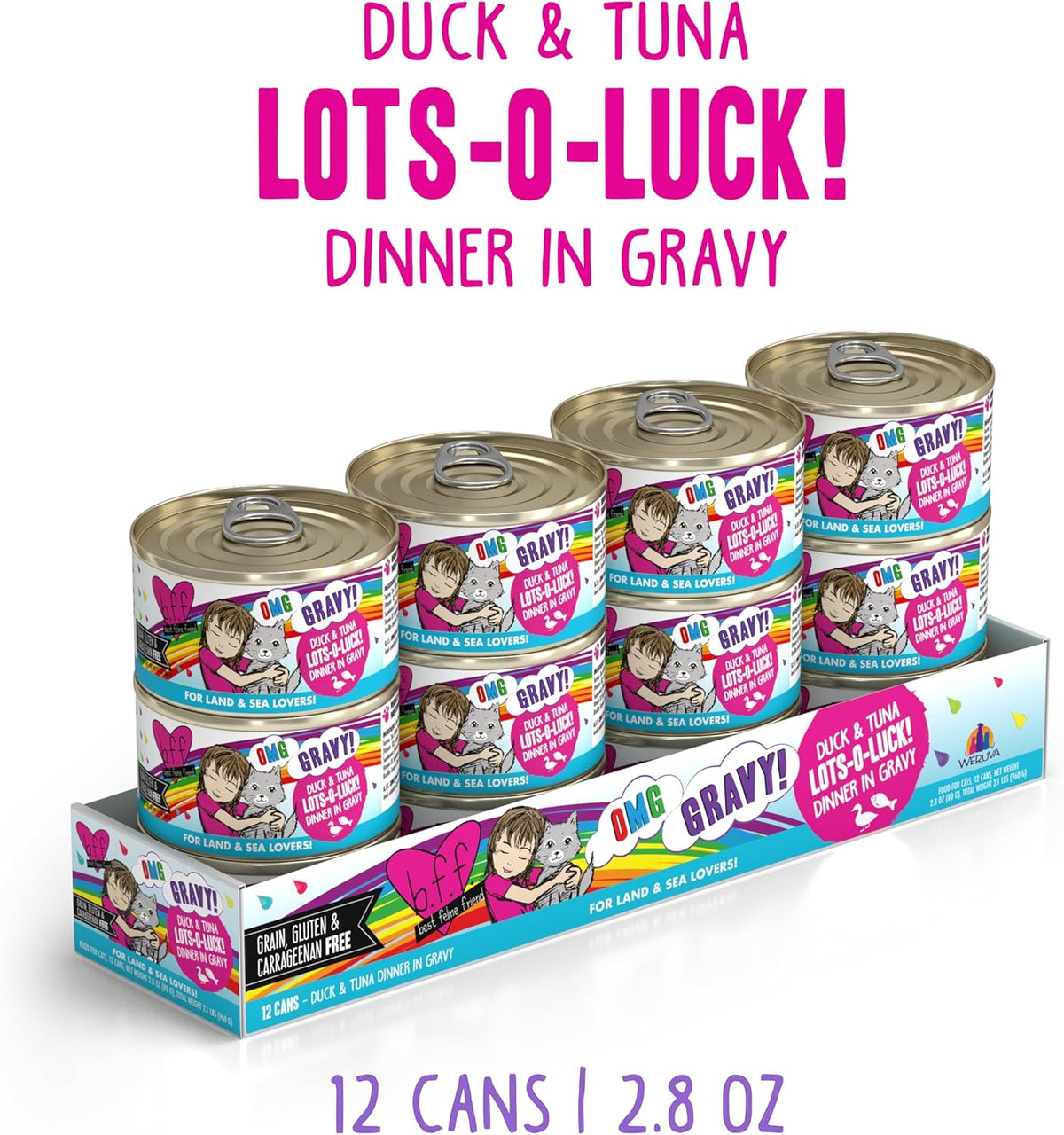Weruva B.F.F. OMG - Best Feline Friend Oh My Gravy!, Lots-O-Luck! with Duck & Tuna in Gravy Cat