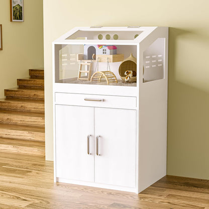 Hamster Cage with Storage Cabinet, Guinea Pig Cage for Small Animals, Large Hamster Cage and