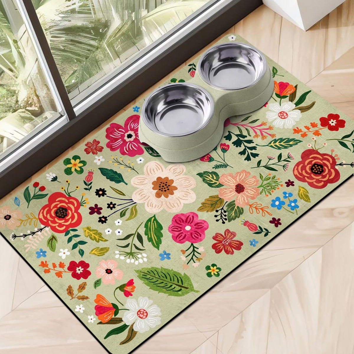 Absorbent Quick Dry Pet Food Mat for Dogs and Cats - Eco-Friendly Bowl Mat for Food and Water