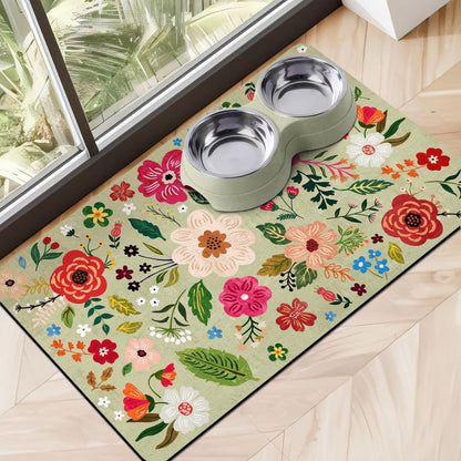 Absorbent Quick Dry Pet Food Mat for Dogs and Cats - Eco-Friendly Bowl Mat for Food and Water