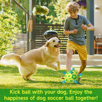 QDAN Dog Toys Soccer Ball - Durable Dog Balls with Strap for Medium Small Dogs, Puppy Birthday