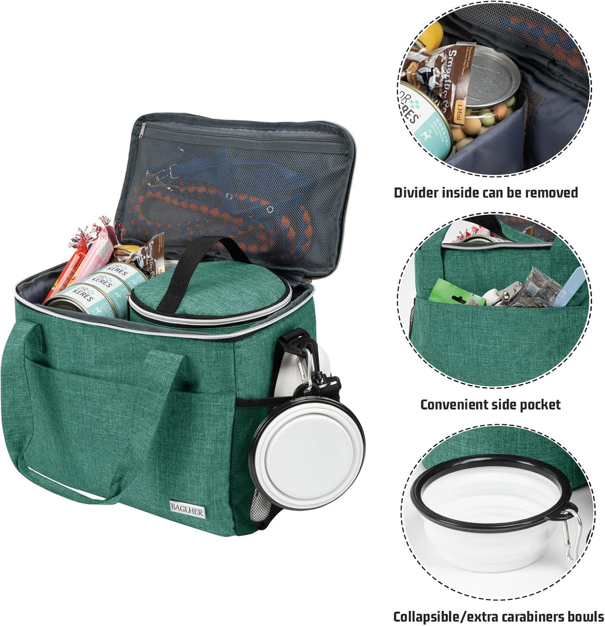 BAGLHER Dog Travel Bag Backpack Pet Supplies Backpack Pet Accessories Storage Bag 5-Piece Set with