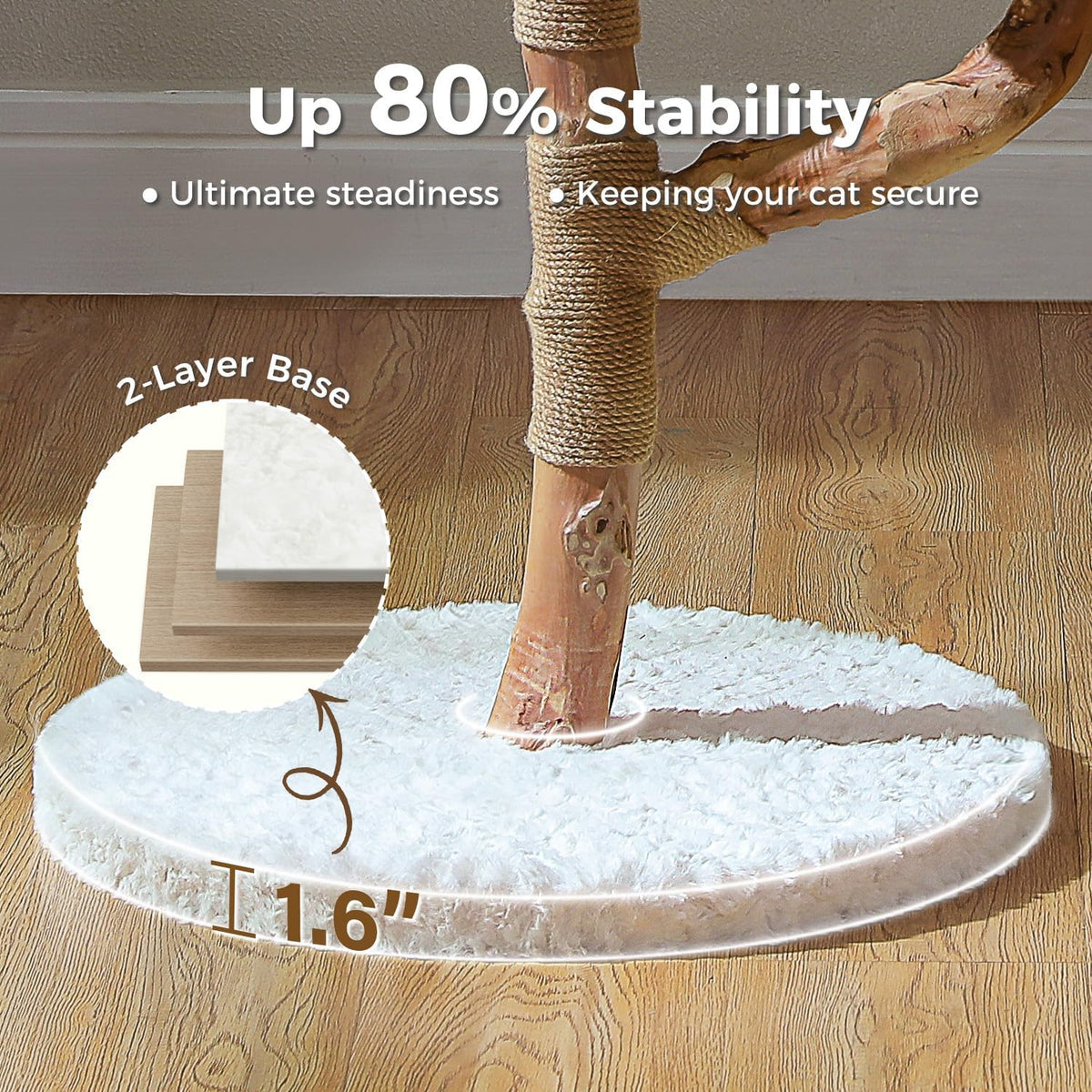 Wood Flower Cat Tree, Modern Cat Tower with Real Wood Branches, Luxury Boho Furniture with