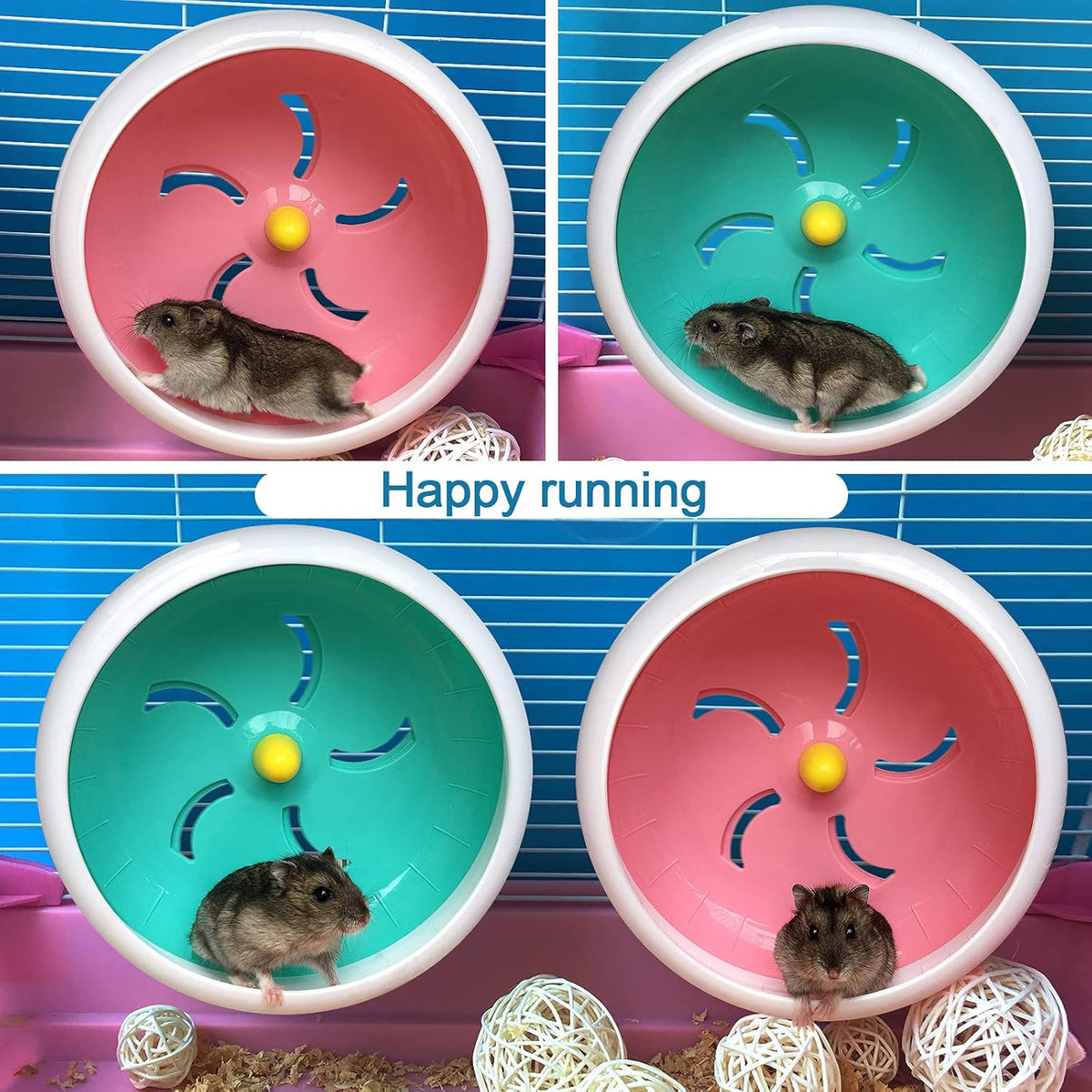 Hamster Silent Wheel, Super-Silent Small Animal Exercise Wheel Accessories, Quiet Hamster Running