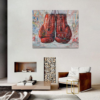 Quorin Banksy Graffiti Boxing Wall Art Red Boxing Gloves Pictures Gym Sport Wall Decor Canvas Print