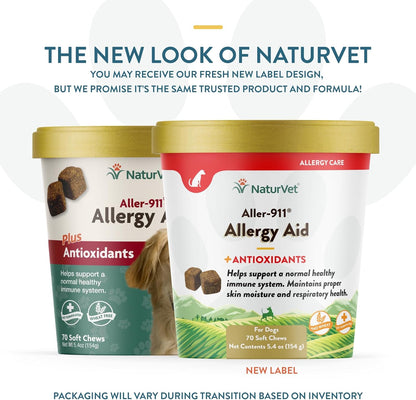 NaturVet Aller-911 Advanced Allergy Aid for Dogs, Cats – Antioxidant-Rich Pet Supplement with