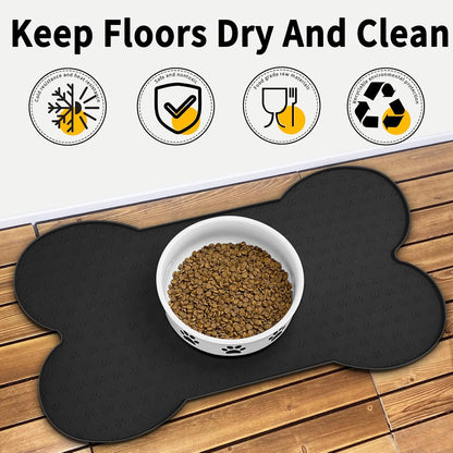 Dog Food Mat Anti-Slip Silicone Dog Bowl Mat Thicker Pet Placemat Waterproof Cat Feeder Pad with