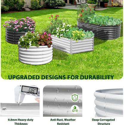 A ANLEOLIFE 6X2X1.5 ft Galvanized Raised Garden Beds Outdoor, Oval Round Metal Planter Box for