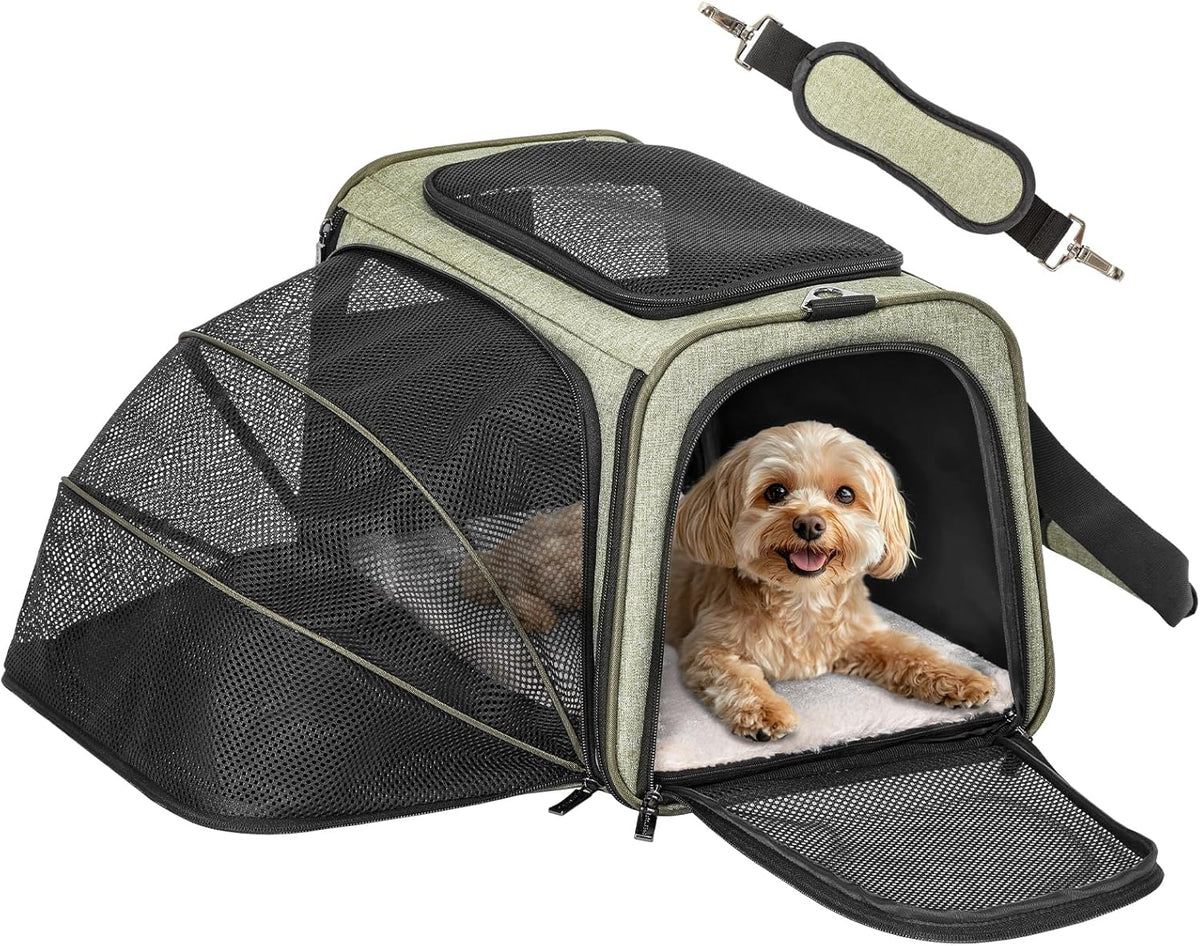 Petsfit Expandable Cat Carrier Dog Carrier,Airline Approved Soft-Sided Portable Pet Travel Washable