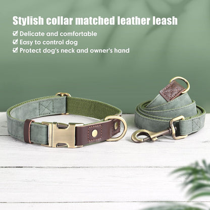 Didog Soft PU Leather Dog Collars for Medium Dogs,Classic Adjustable Dog Collars with Quick Release