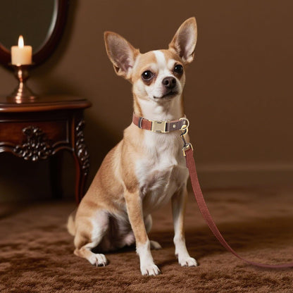 Didog Soft PU Leather Dog Collars for Small Dogs,Classic Adjustable Dog Collars with Quick Release