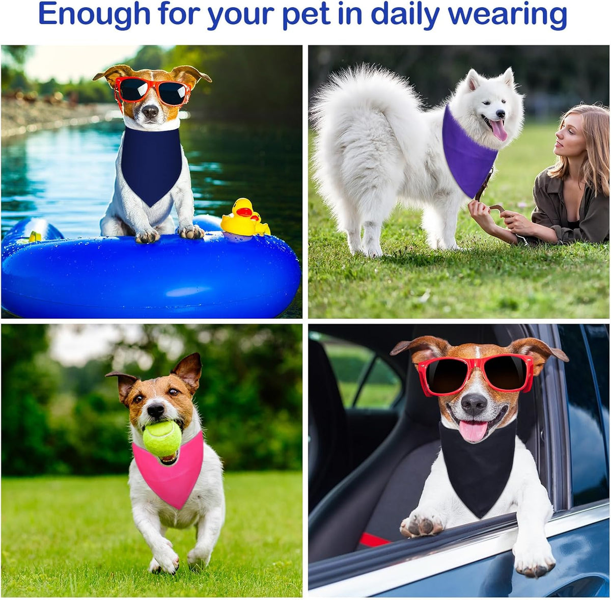 Frienda 12 Pcs Plain Dog Bandanas Blank Puppy Adjustable Triangle Solid Color Dog Bandanas