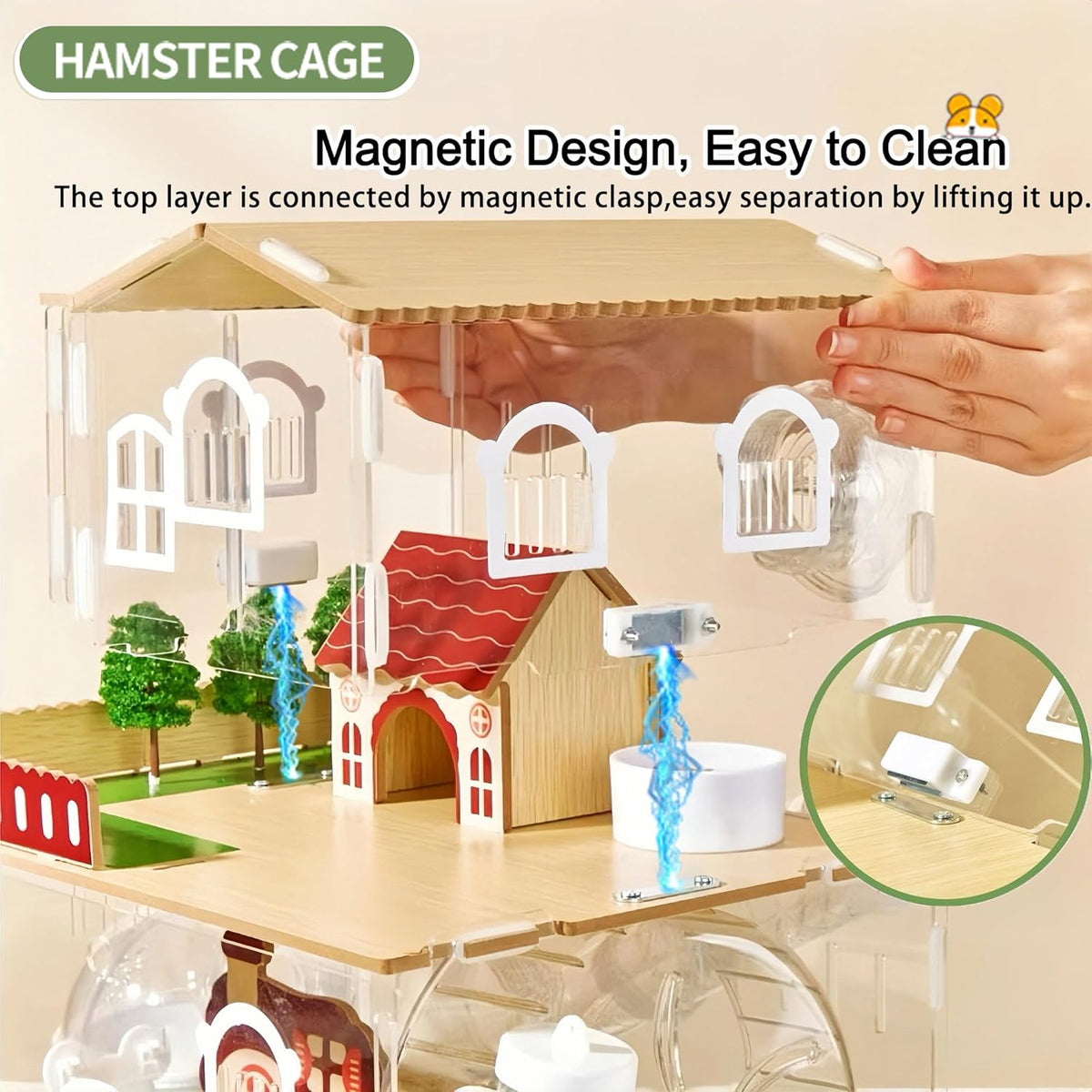 17 in 1 Clear Acrylic Hamster Cage with All Accessories,13.5''L* 10''W* 21''H Dwarf Hamster