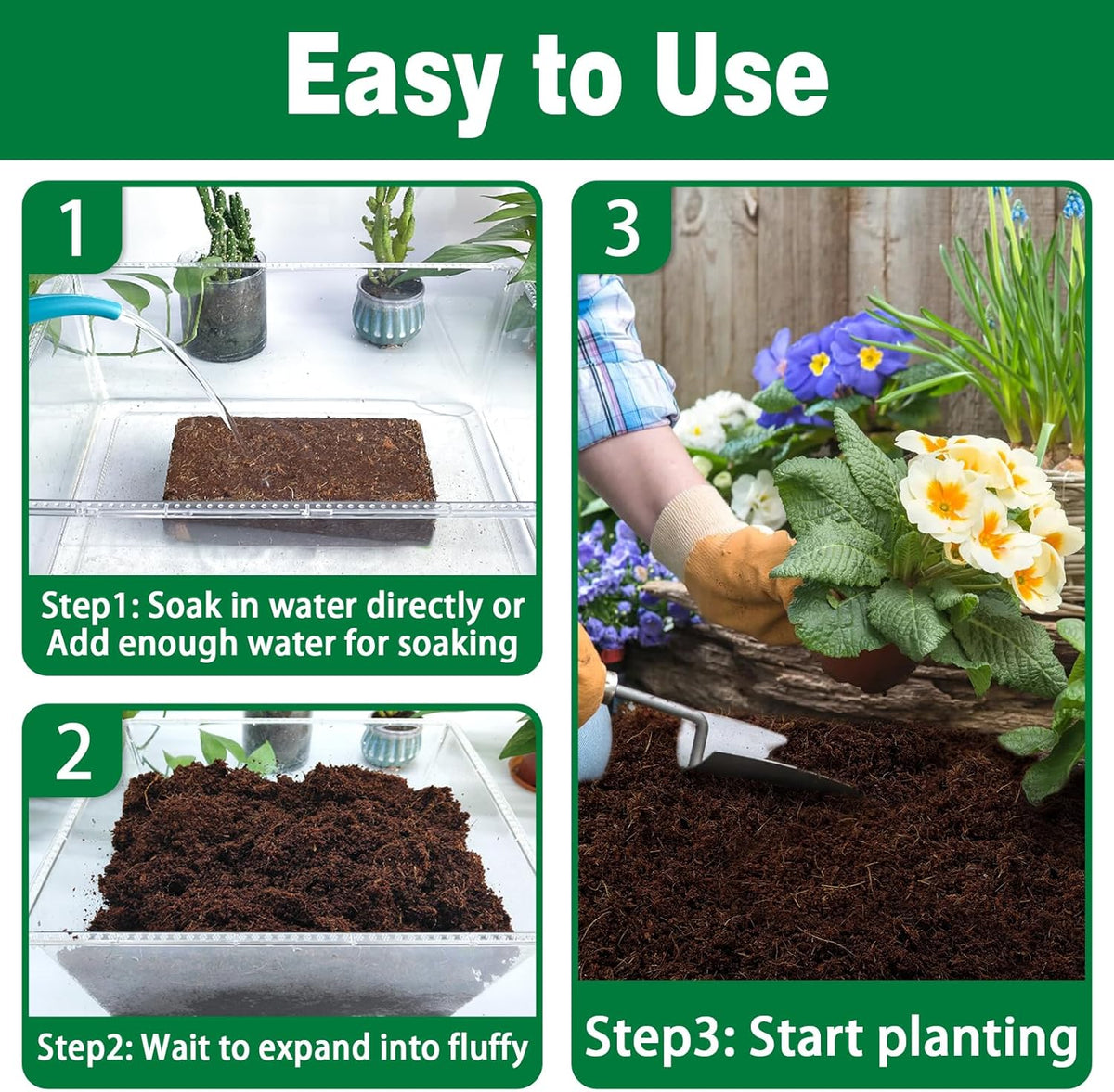 ZeeDix 6 Pcs Coco Coir Brick for Plants, 100% Organic Coconut Coir Bricks with Low EC and pH