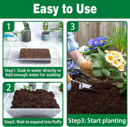 ZeeDix 6 Pcs Coco Coir Brick for Plants, 100% Organic Coconut Coir Bricks with Low EC and pH