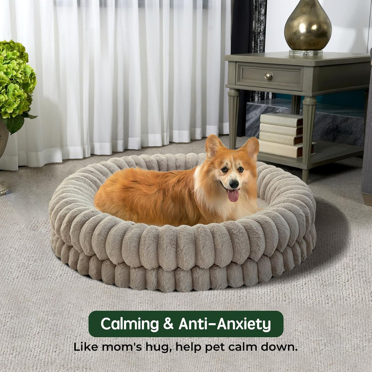 BALANCE Luxury Donut Dog Bed, 36 Inches Round Dog Beds Large Sized Dogs Washable, Orthopedic