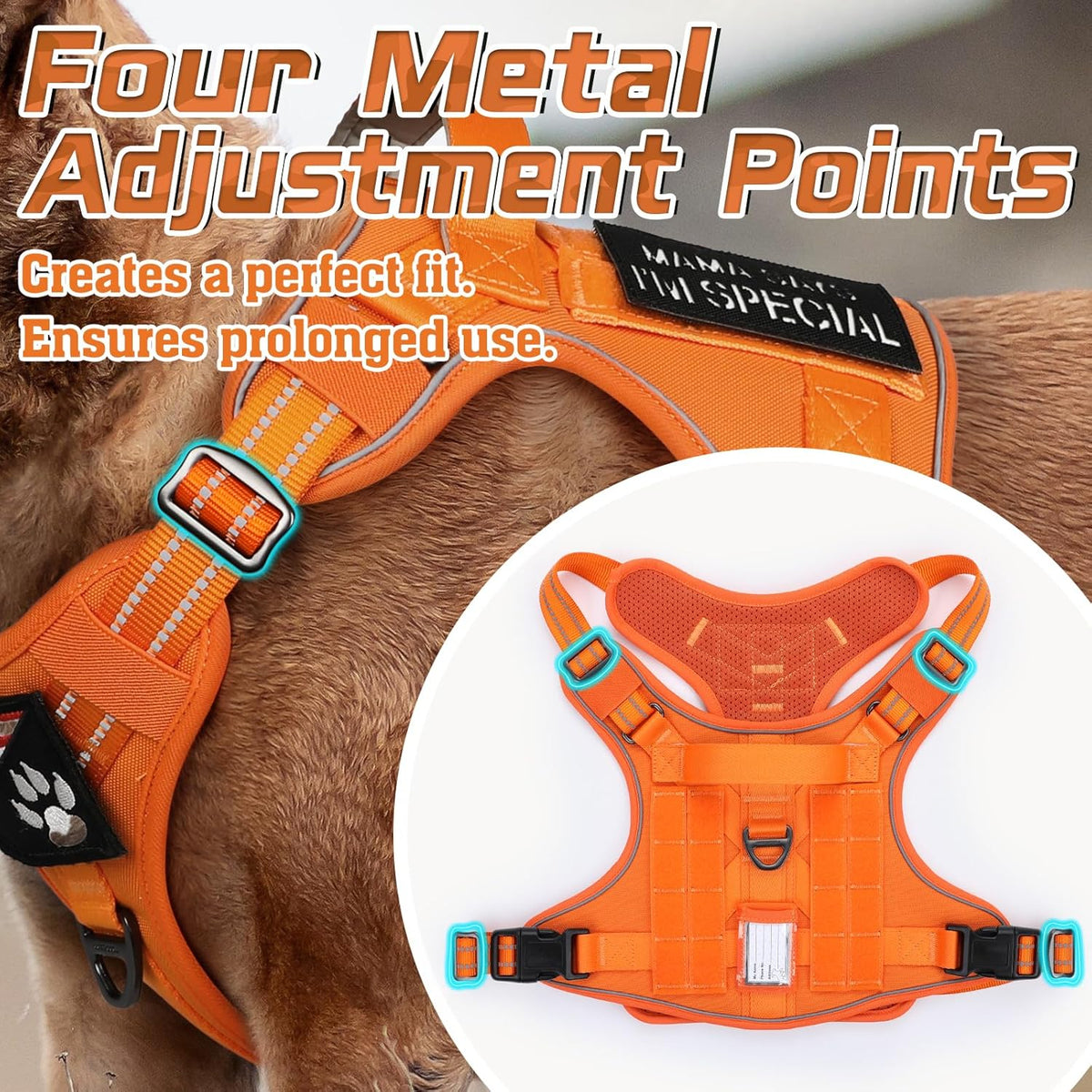 rabbitgoo Tactical Dog Harness for Small Dogs, No Pull Military Service Vest with Handle & Molle