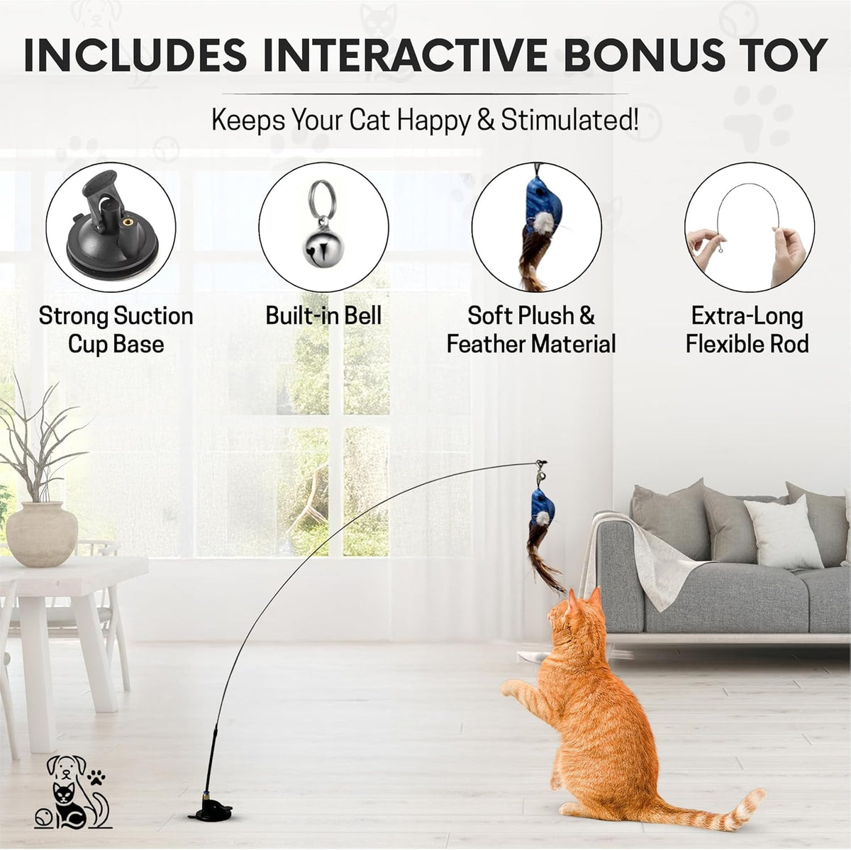 Snuggle & Play Cat Wall Shelves with Suction Cup Wand – 3 Mounted Steps, Climbing Wall Shelves and
