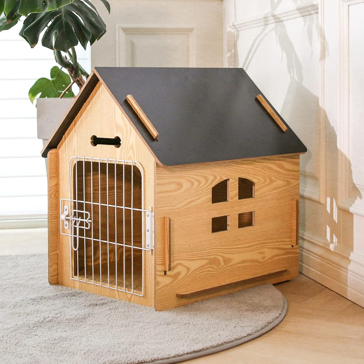Dog House Indoor for Small Dogs or Cats, Cozy Wooden Design, Small Indoor Bed House, with Air Vents