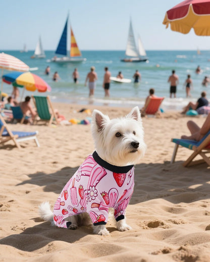 PET SHOW 4 Pack Small Dog Pajamas Girl Doggies Soft Stretchy PJs Paw Floral Puppy Cats Doughnut Ice