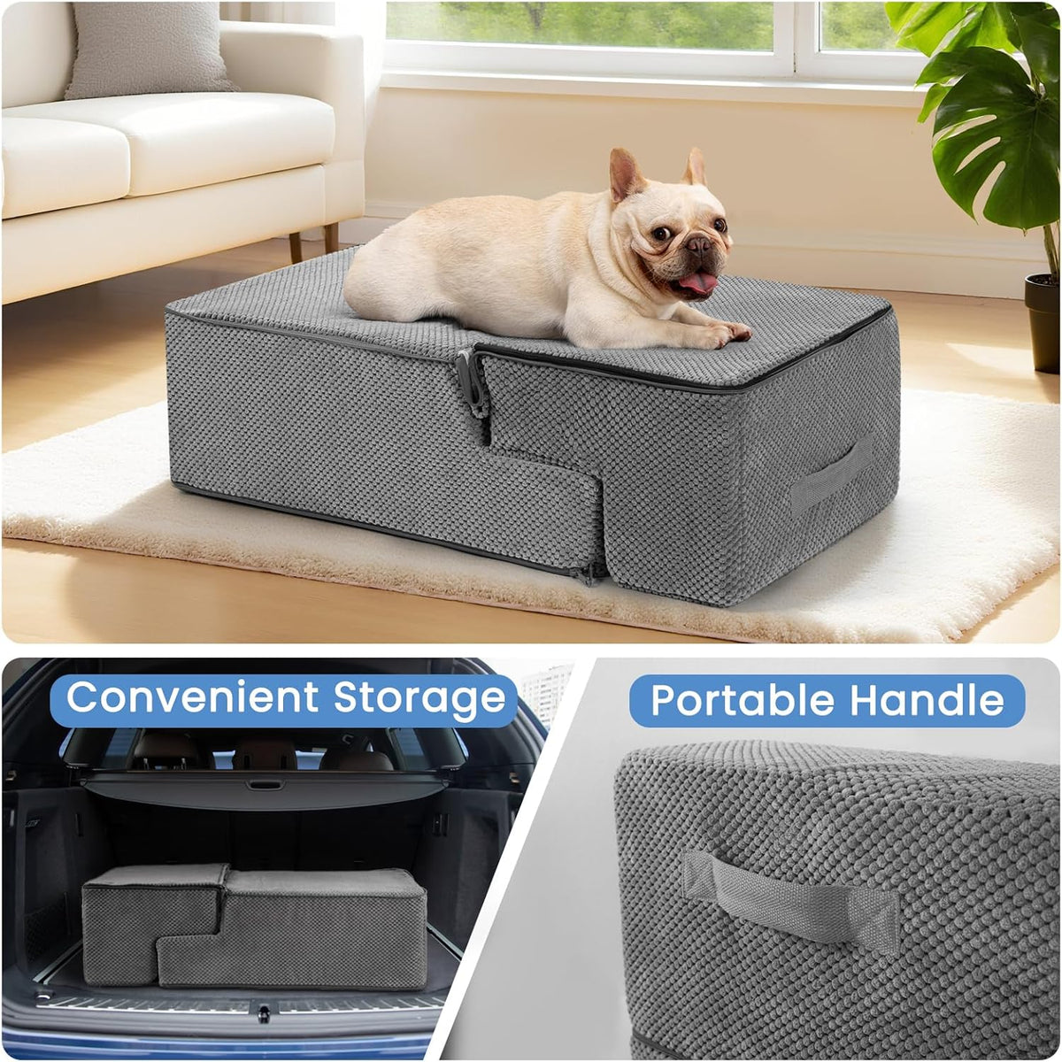 Dog Stairs for Bed 18.5" H, 4-Step Dog Steps for Small Dogs and Cats, Indoor Non-Slip Balanced Pet