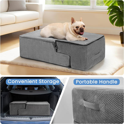 Dog Stairs for Bed 18.5" H, 4-Step Dog Steps for Small Dogs and Cats, Indoor Non-Slip Balanced Pet
