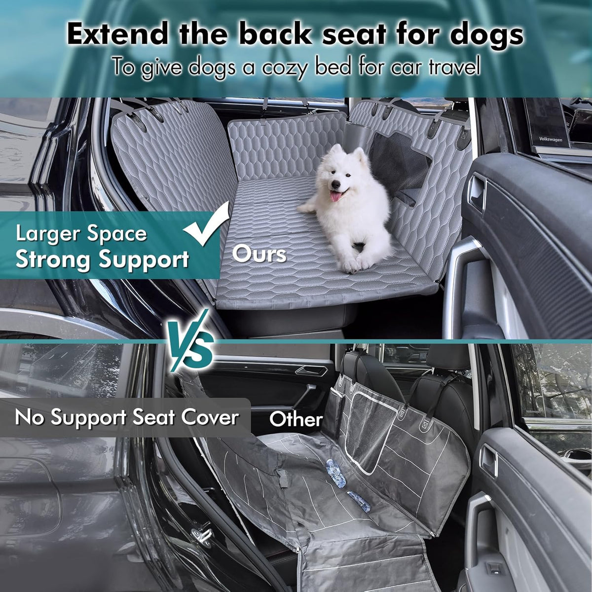 Back Seat Extender for Dogs-Supports 400lb,Waterproof Dog Car Seat Cover Hard