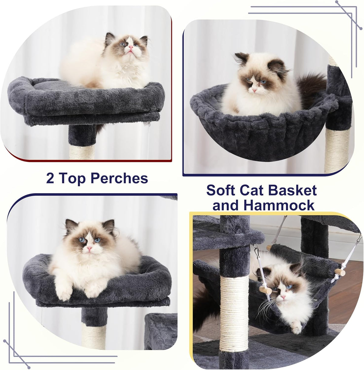 Cat Tree for Indoor Cats, 71'' (180cm) Multi-Level Cat Tower for Large Adult, Sturdy Cat Tree House
