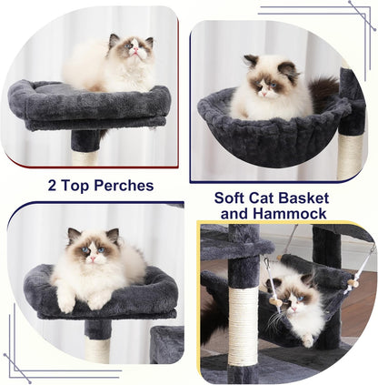 Cat Tree for Indoor Cats, 71'' (180cm) Multi-Level Cat Tower for Large Adult, Sturdy Cat Tree House