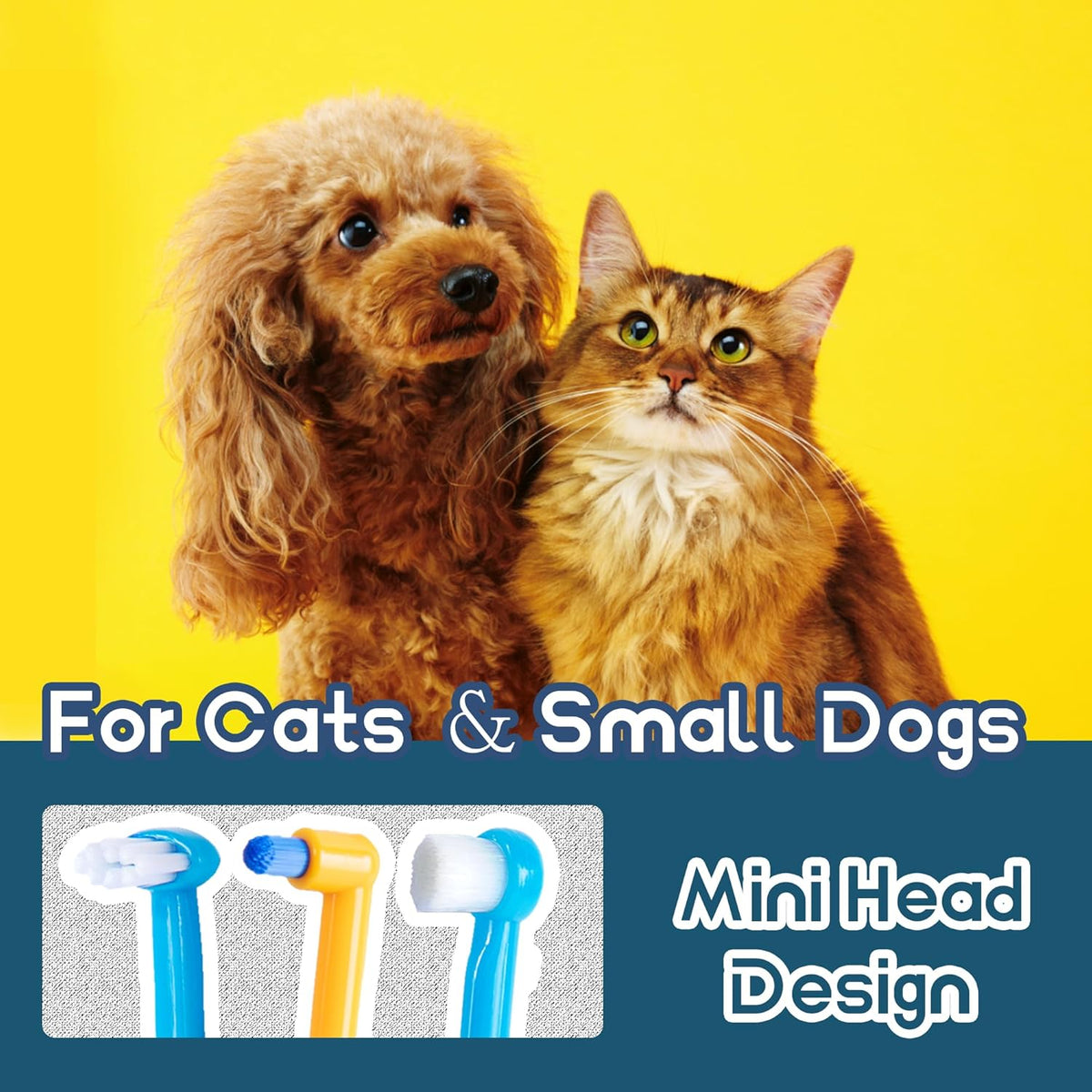 Small Dog Toothbrush, Cat & Puppy Tooth Brushing Kit, Mini Tuft Horizontal Head Teeth Brush for