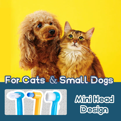 Small Dog Toothbrush, Cat & Puppy Tooth Brushing Kit, Mini Tuft Horizontal Head Teeth Brush for