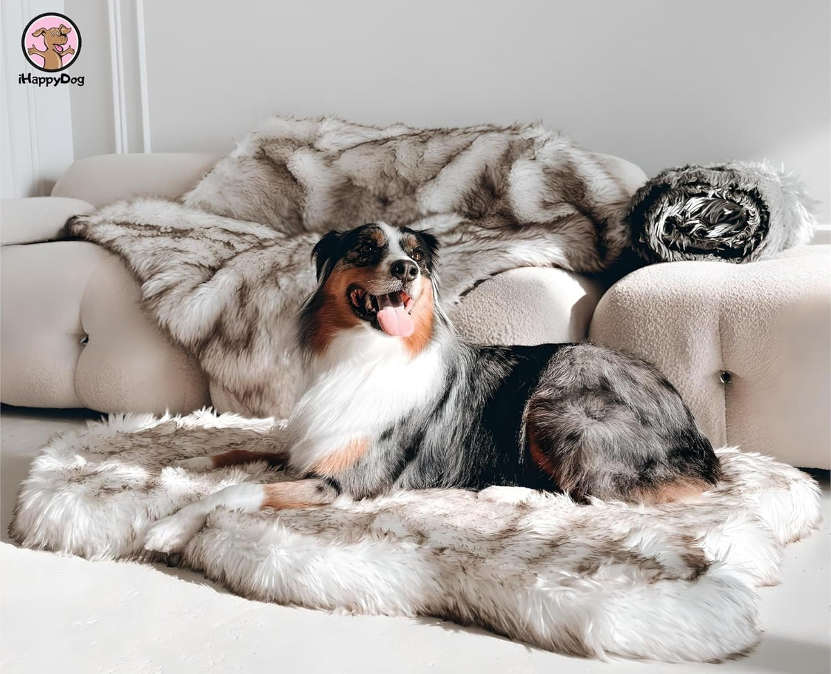 IHAPPYDOG Luxury Faux Fur Orthopedic Dog Bed, Memory Foam Dog Bed for Small, Medium, Large and XL