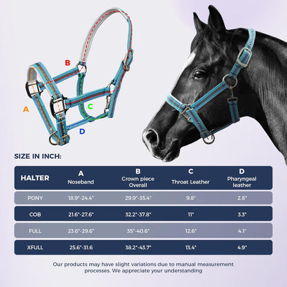 JWODVNTH Adjustable Horse Halter with PP Webbing, Durable Horse Halters with Zinc Alloy Hardware