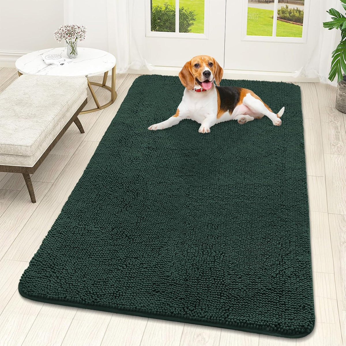 OLANLY Dog Door Mat for Muddy Paws 59x32, Absorbs Moisture and Dirt, Absorbent Non-Slip Washable