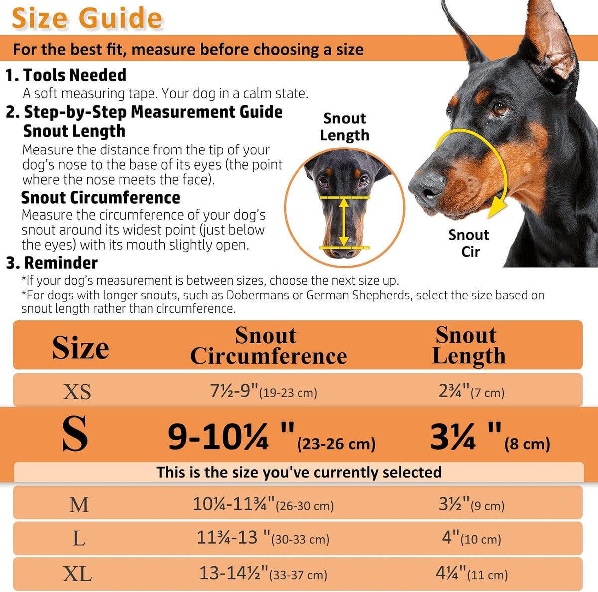 BARKLESS Dog Muzzle, Basket Muzzle for Biting, Chewing and Scavenging, Humane Cage Mouth Cover