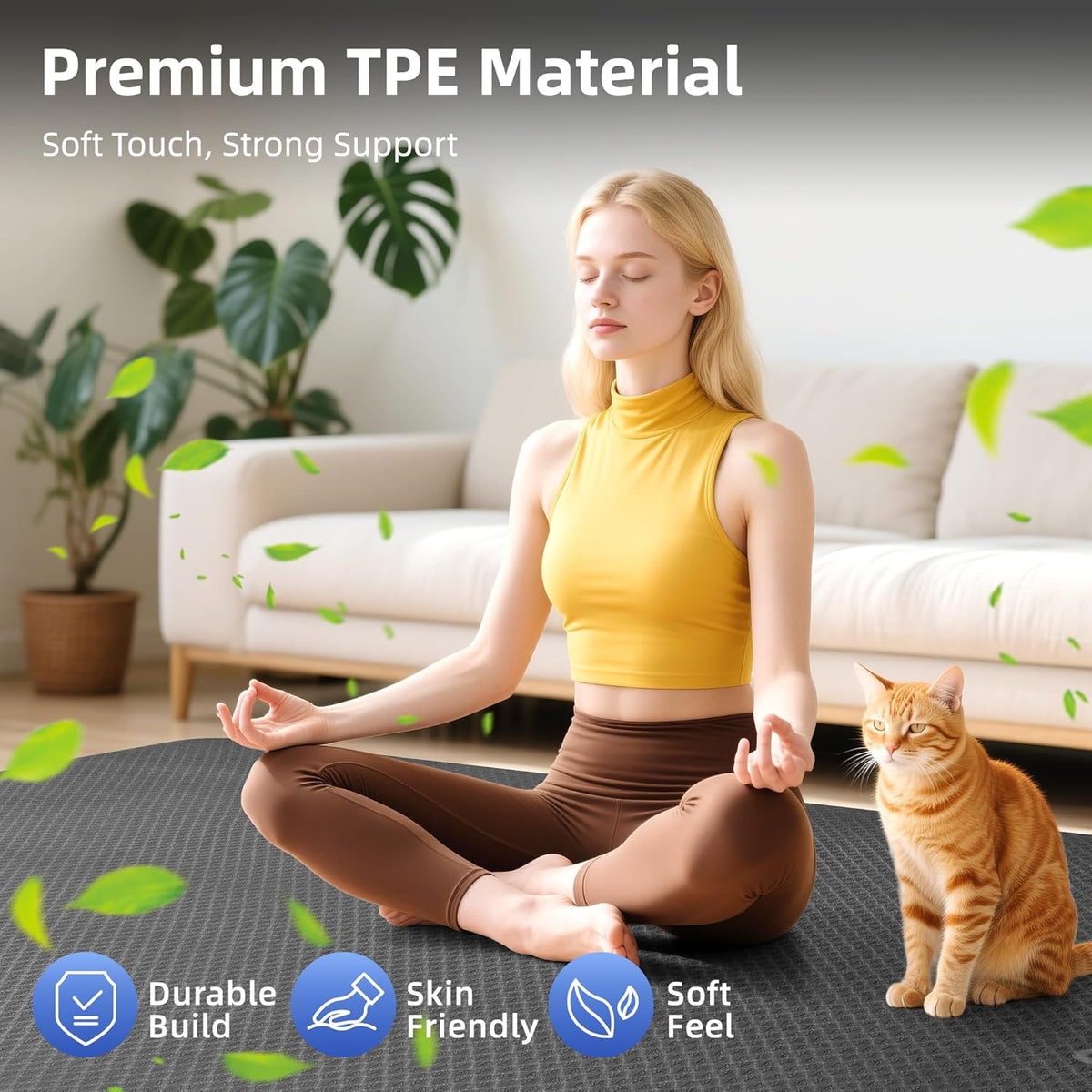 Extra Large Yoga Mat - 72"x35", 72"x48", 78"x57" - Wide TPE Exercise Mat for Home, Stretching