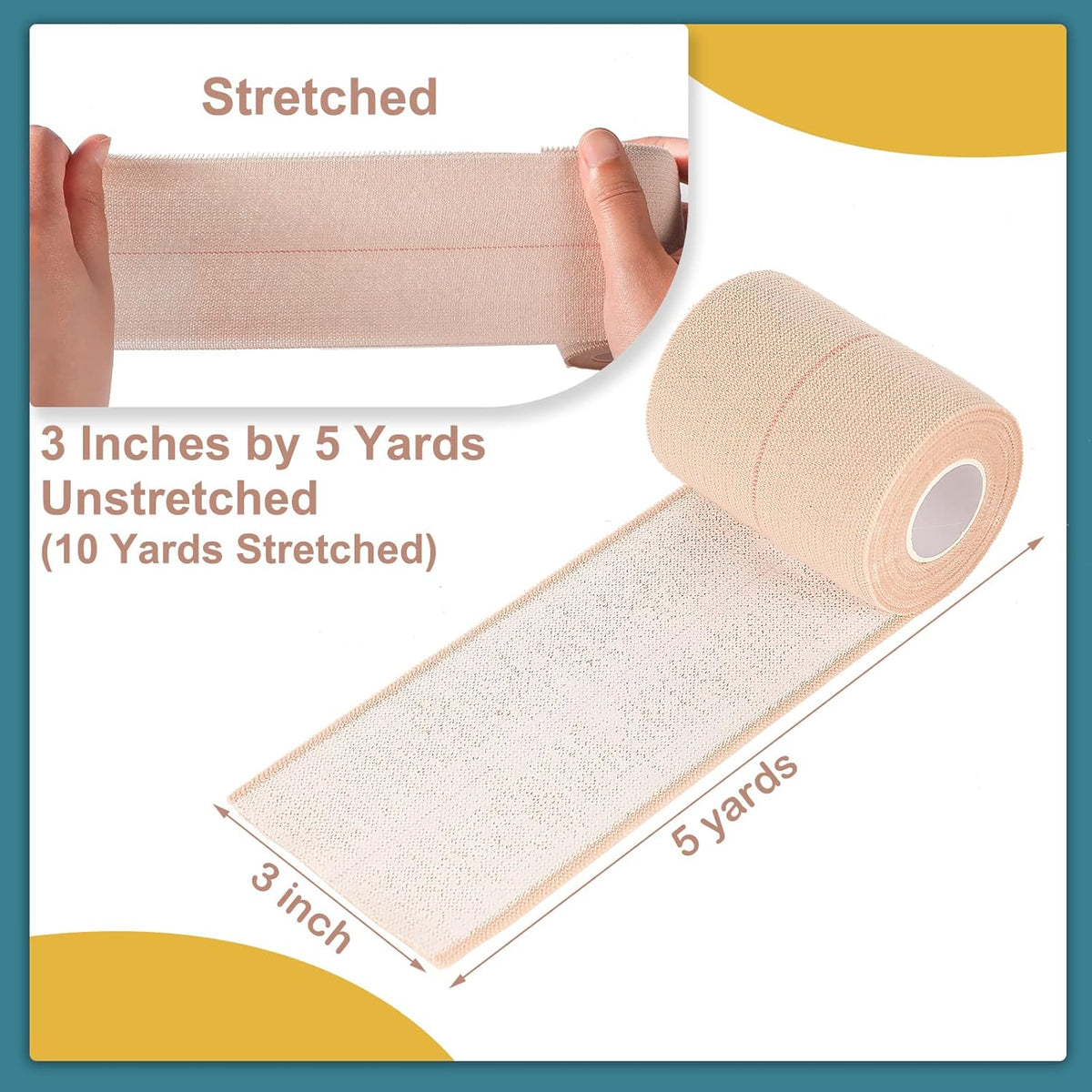 4 Rolls Elastic Tape Adhesive Elastic Tape Self Adhesive Bandage Wrap Flexible Stretch Bandages for
