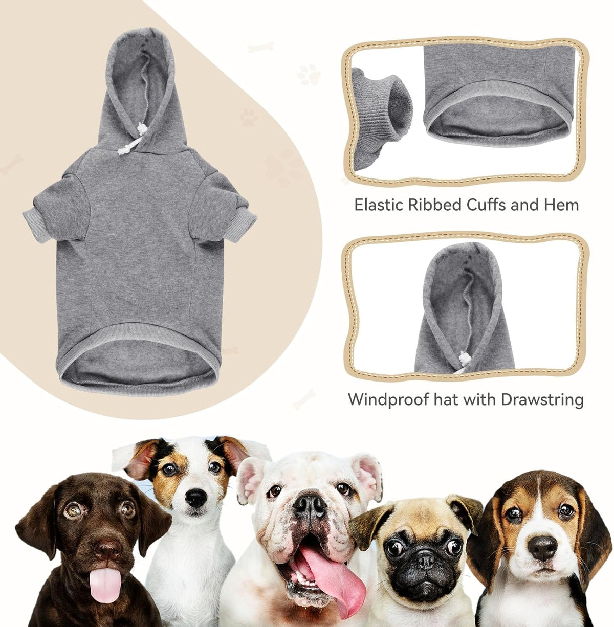 Dog Sweaters for Small Dogs Dog Hoodie Dog Sweater Solid Soft Brushed Fleece Dog Clothes Dog Hoodie
