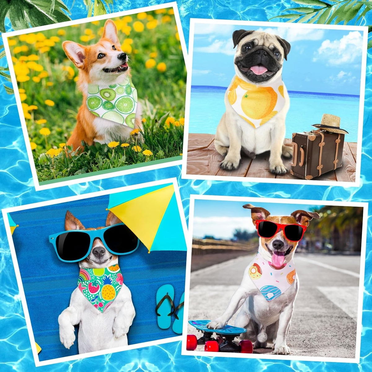 Reginary 72 Pack Summer Bandanas - Triangle Scarf Bibs for Dogs - Adjustable Dog Bandana for Pet