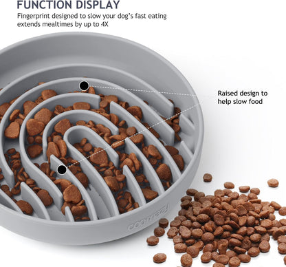 Coomazy Large Silicone Slow Feeder Dog Bowls, Interactive Puzzle Toy for Pets Food Training, Keeps