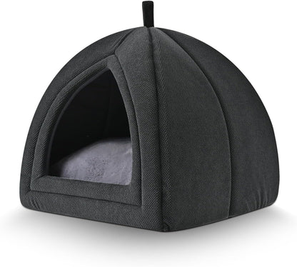 Amazon Basics Cat Cave Bed, 2-in-1 Foldable House for Indoor Cats, with Washable Cushion and