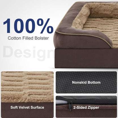 FURTIME Orthopedic Dog Bed for Extra Large Dogs - XL Plus Washable Dog Sofa Beds, Supportive Foam