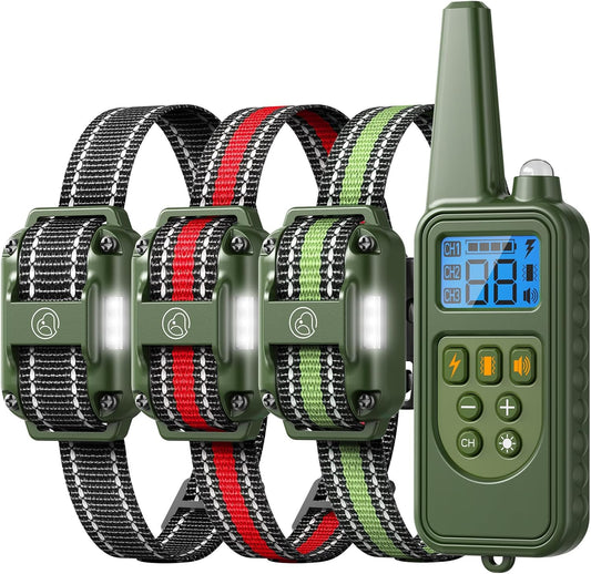 Dog Training Collar with Remote, 2600FT Range, 4 Training Modes Beep, Shake, Safe Shock, LED Light
