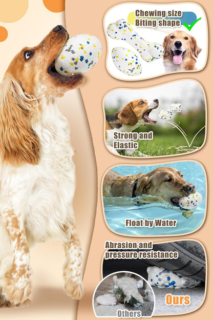 2Pcs Bone Dog Balls+Rugby Dog Toys for Aggressive Chewers, Indestructible Tennis Balls for Dogs