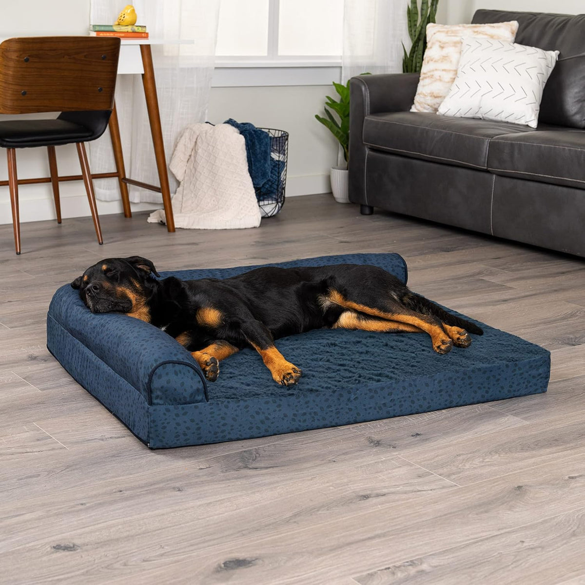 Furhaven Cooling Gel Dog Bed for Large Dogs w/ Removable Bolsters & Washable Cover, For Dogs Up to