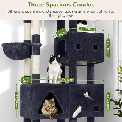 Globlazer Extra Large Cat Tower, 81-inch Tall Cat Tree for Big Cats 20 lbs, XXL Heavy Duty Cat