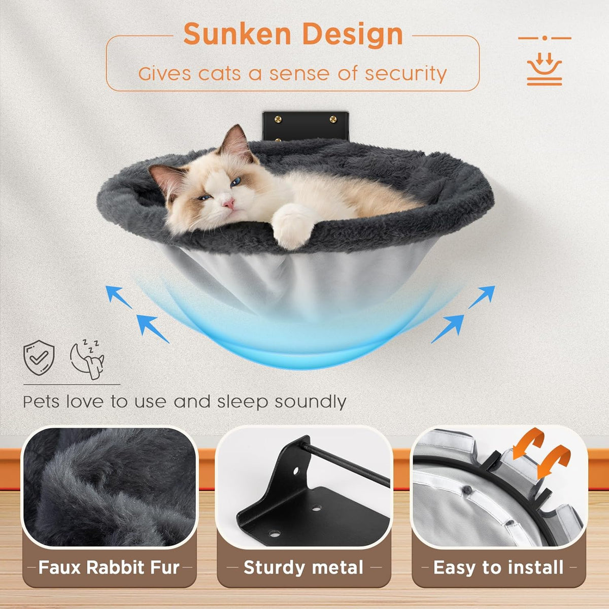 Cat Hammock Wall Mounted, Foldable & Stable Cat Beds- Breathable Cats Wall Shelves for Sleeping